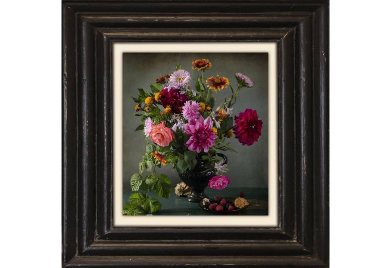 queence Leinwandbild Blumen, Blumen, Blumenbilder, Kunst, Stillleben, Vasen & Töpfe, Premium-Leinwandstoff, Handarbeit aus Deutschland, 40x40cm von queence