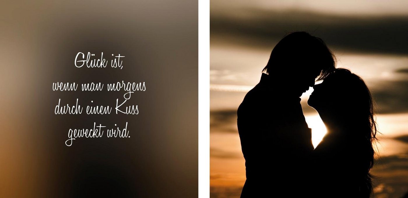 queence Leinwandbild Kuss, Himmel, Himmelsbilder, Kunst, Liebessprüche, Meer, Modern, Paar, Romantisch, Schriftzug, Schriftzüge, Spa, Spa Bilder, Sprüche, Sprüche & Texte (Set), Premium-Leinwandstoff, Handarbeit aus Deutschland, Spruch, 2er Set von queence