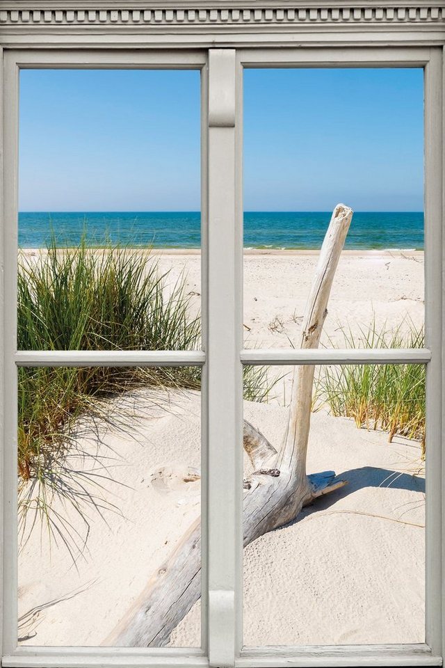 queence Leinwandbild Langeoog, Düne, Gräser, Meer, Natur (1 St), Premium-Leinwandstoff von queence