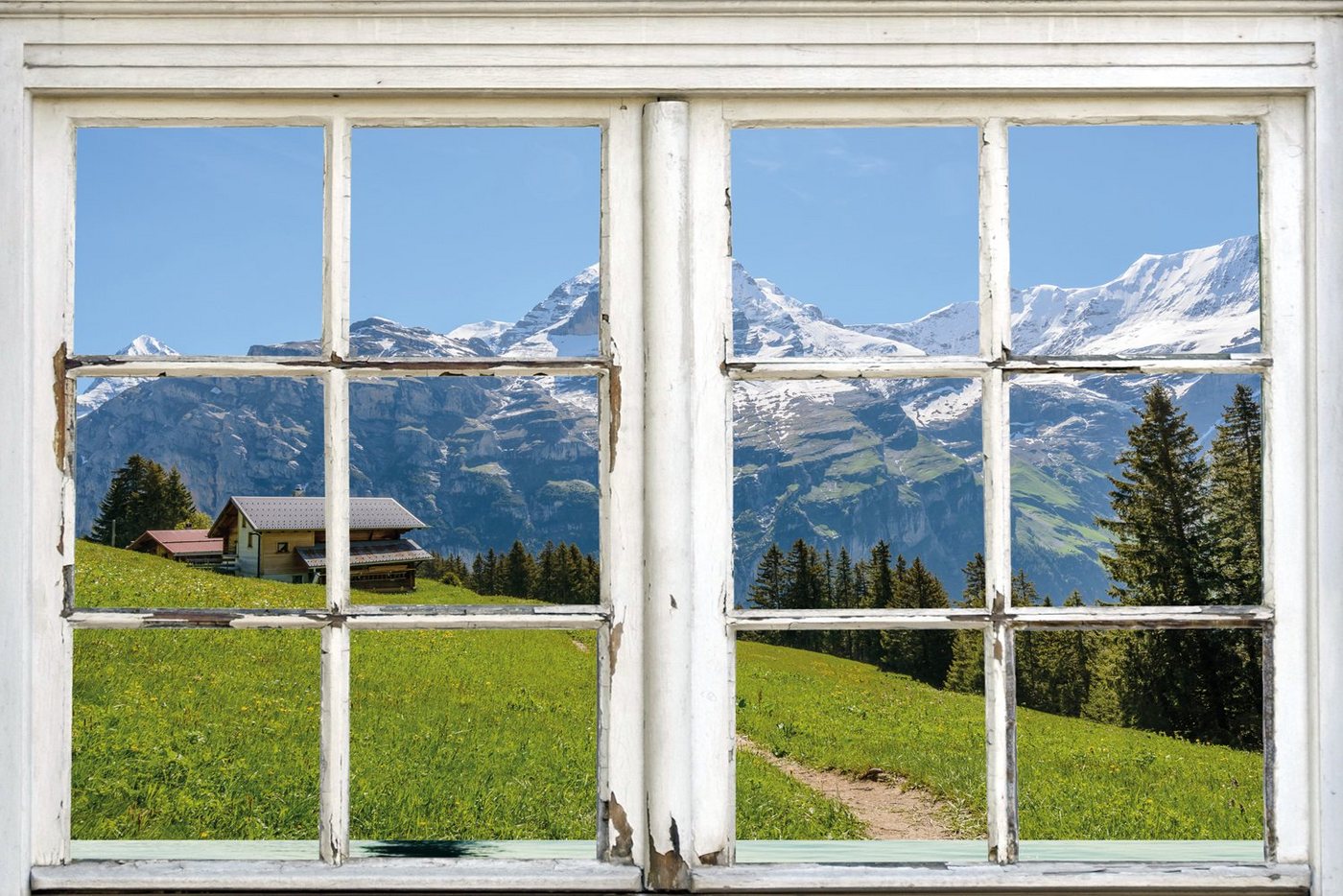 queence Leinwandbild Südtirol, Berge & Alpenbilder, Berghütte, Natur (1 St), Premium-Leinwandstoff von queence