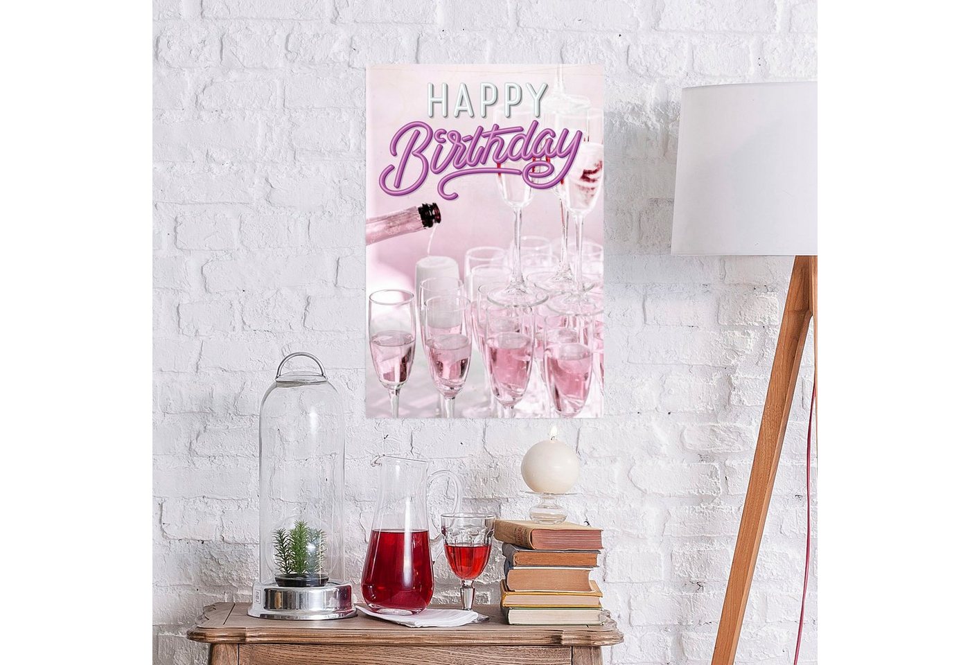 queence Metallbild Birthday Champagne, Getränke, Schriftzug, Schriftzüge (1 St), Stahlschilder von queence