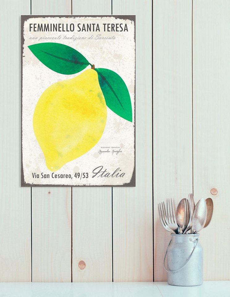 queence Metallbild Femminello Santa Teresa, Obst, Schriftzug, Schriftzüge (1 St), Stahlschilder von queence
