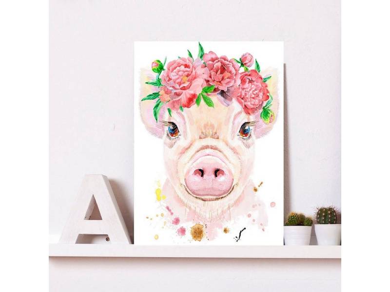 queence Metallbild Galona, Blumen, Schwein, Tiere (1 St), Stahlschilder von queence