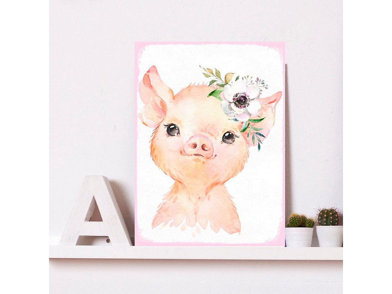 queence Metallbild Galva, Blumen, Schwein, Tiere (1 St), Stahlschilder von queence