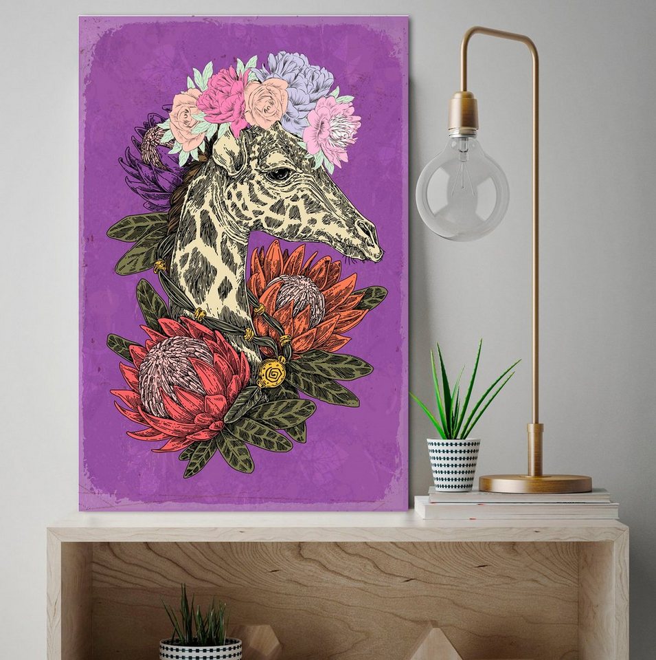 queence Metallbild Gerta, Blumen, Blumenbilder, Tiere (1 St), Stahlschilder von queence