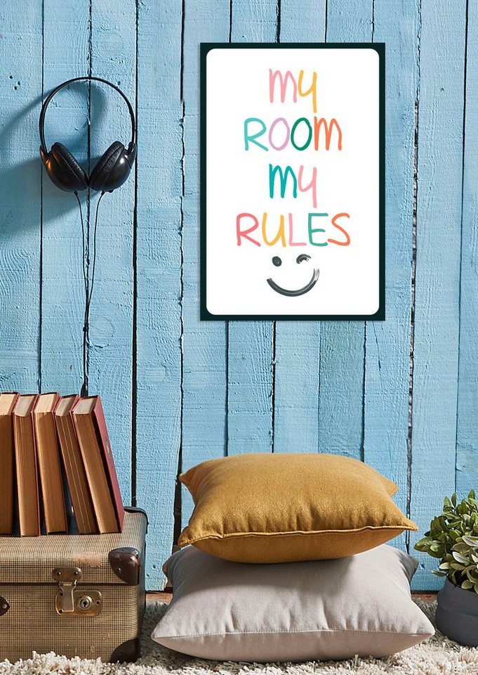 queence Metallbild My Rules, Schriftzug, Schriftzüge (1 St), Stahlschilder von queence