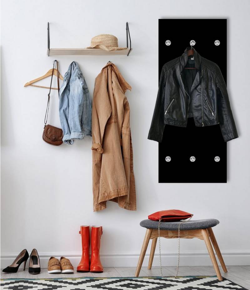 queence Wandgarderobe Black and White schwarze Garderobe weiße Garderobe Wandpanel, groß und klein von queence