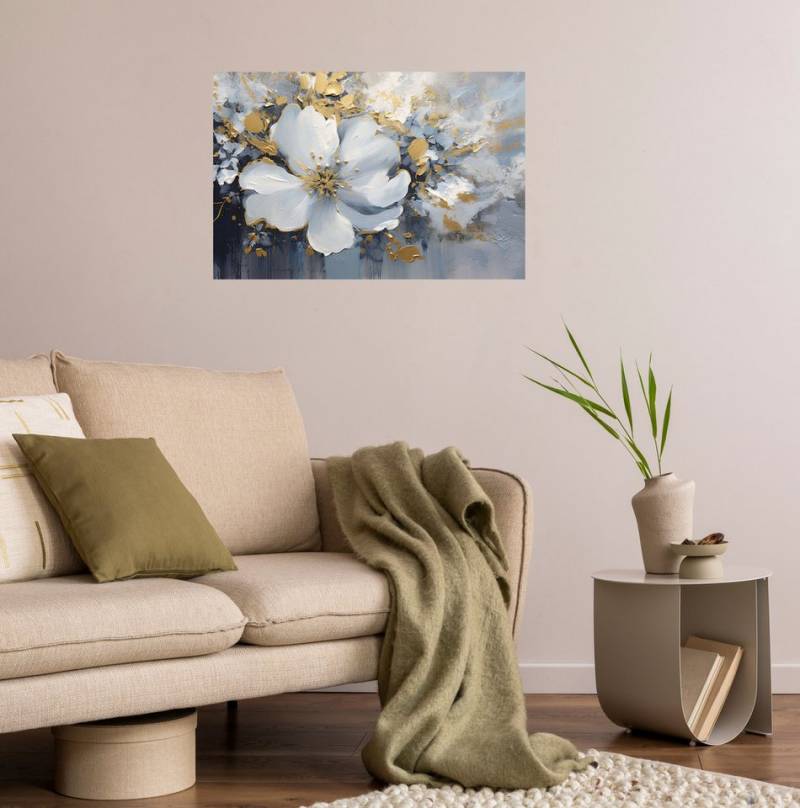 queence Wandsticker The golden Flower (1 St), Selbstklebend, kinderleichte Anbringung von queence