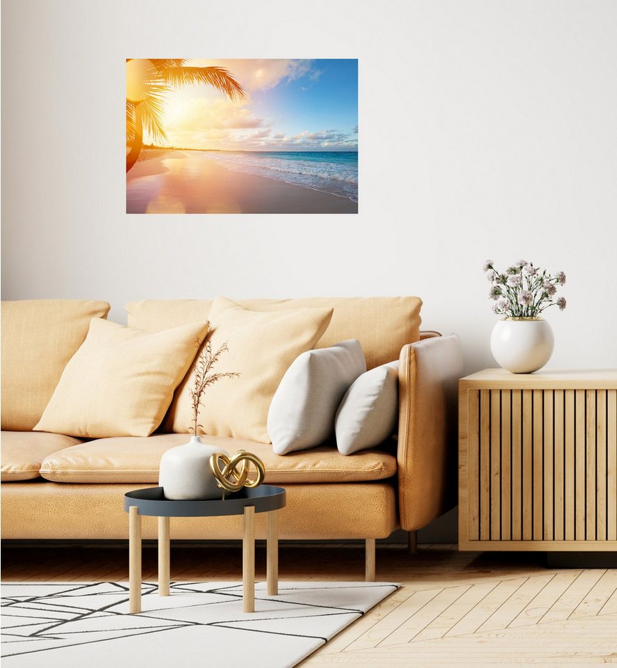 queence Wandsticker Urlaub (1 St), Selbstklebend, kinderleichte Anbringung, Sticker, Sonnenaufgang, Meer von queence