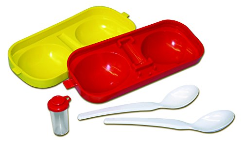 Eierbehälter Eierträger Eierbox 2-fach mit Salzstreuer und Löffel rot/gelb Perfekter Picknick Begleiter DDR Ostalgie von Maulwurfshop