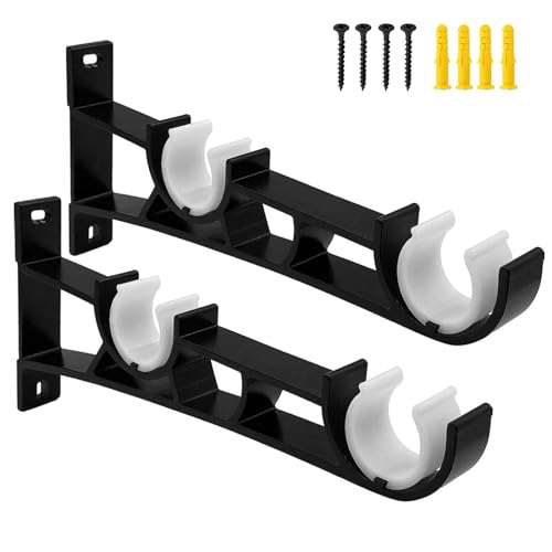 Doppelte Gardinenstangenhalterungen, robuste Gardinenstangenhalter zum Aufhängen von Vorhängen, doppelte Hardware-Halterungen, Wandmontage, Stangenstützhaken, für 2,5 cm bis 3,1 cm Gardinenstangen Doppelte Gardinenstangenhalterungen, robuste Gardinenstangenhalter zum Aufhängen von Vorhängen, doppelte Hardware-Halterungen, Wandmontage, Stangenstützhaken, für 2,5 cm bis 3,1 cm Gardinenstangen von qufzdopv