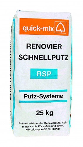 quick-mix RSP Renovier-Schnellputz 25 kg - Schnell härtender Renovierputz - Faserverstärkt - Außen & Innen von Tubag