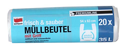 quickpack 853509 Biomüllbeutel, HDPE Polyethylen, Weiß, 54x63, 20 von quickpack