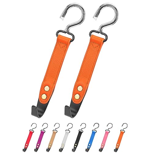 quipuda Kopfstützenhalterung Auto Haken, 2 Stücke Auto Taschenhalter, 360° Drehbare Auto Kopfstützen Haken, Zum Aufhängen von Handtasche, Geldbörsen,Einkaufstaschen（Orange） von quipuda