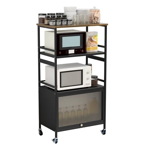 faitlux Standregale 4 Ablagen standregale küchen Shelf Organizer küchenregal 115x58x36cm bis 200 kg belastbar Unterteil mit Schrank (Schwarz, 115x58x36cm) von faitlux