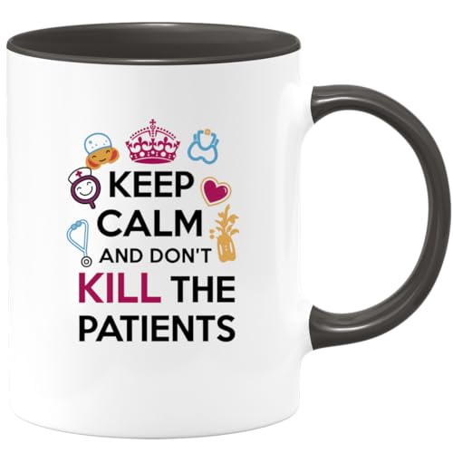 quotedazur - Mug Keep Calm And Don't Kill The Patients - Lustiger Arztbecher Für Medizinische Berufe, Krankenhaus, Arztpraxis Und Abschiedsgeschenke von quotedazur