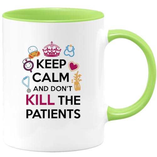 quotedazur - Mug Keep Calm And Don't Kill The Patients - Lustiger Arztbecher Für Medizinische Berufe, Krankenhaus, Arztpraxis Und Abschiedsgeschenke von quotedazur