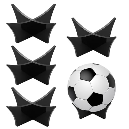qxayxa 4 Stück Acryl Ballhalter, Ballständer Ballhalterung für American Football Fussball Basketball Volleyball Handball Bowling Acrylständer Ball Halter Ständer - Schwarz von qxayxa