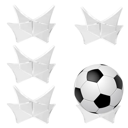 qxayxa 4 Stück Acryl Ballhalter, Ballständer Ballhalterung für American Football Fussball Basketball Volleyball Handball Bowling Acrylständer Ball Halter Ständer - Transparente von qxayxa
