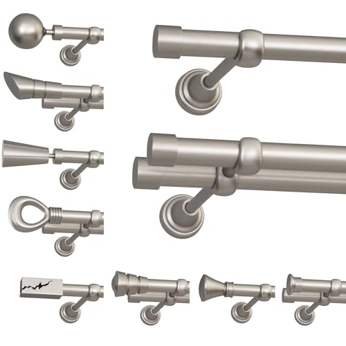 ROLLMAXXX Gardinenstange 160 cm breit - 19 mm Durschmesser - 1-Läufig - Satin Design - inkl. Wandhalterungen, Endstücken und Montagematerial im Manru Design von r rollmaxxx