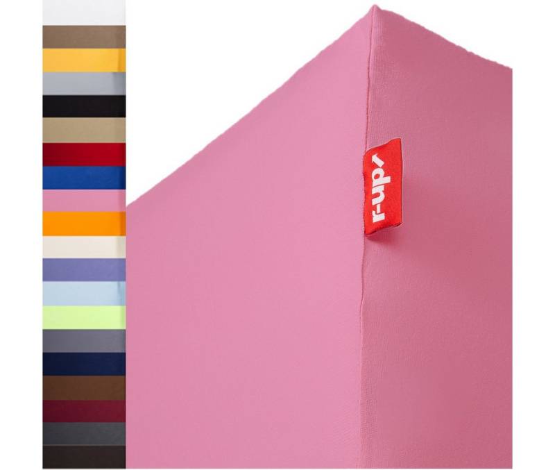 r-up Spannbettlaken Passt 90x200 bis 200x220cm erhältlich!, Baumwolle, Gummizug: fest eingenähtes dauerelastisches Rundumgummi, (1 Stück), (90x200-100x200, 15-30cm Matratzenhöhe, rosa) von r-up