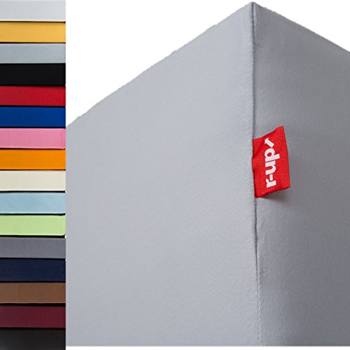 r-up Beste Spannbettlaken 14 Stück 140x200-160x220 bis 35cm Höhe viele Farben 95% Baumwolle / 5% Elastan 230g/m² Oeko-TEX stressfrei auch für hohe Matratzen (Silbergrau) von r-up