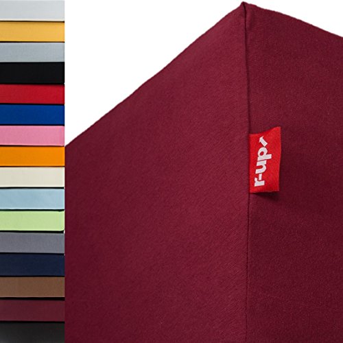 r-up Beste Spannbettlaken 140x200-160x220 bis 35cm Höhe viele Farben 95% Baumwolle / 5% Elastan 230g/m² Oeko-Tex stressfrei auch bei 160cm Breite (Bordeauxrot) von r-up