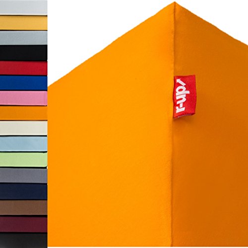 r-up Beste Spannbettlaken 140x200-160x220 bis 35cm Höhe viele Farben 95% Baumwolle / 5% Elastan 230g/m² Oeko-Tex stressfrei auch bei 160cm Breite (orange) von r-up