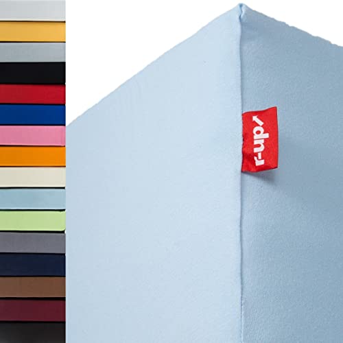 r-up Beste Spannbettlaken Doppelpack 200x220-220x240 bis 35cm Höhe viele Farben 95% Baumwolle / 5% Elastan 230g/m² Oeko-TEX stressfrei auch für hohe Matratzen (hellblau) von r-up