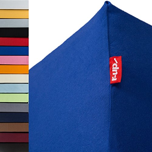 r-up Passt Spannbettlaken 120x200-130x200 bis 35cm Höhe viele Farben 100% Baumwolle 130g/m² Oeko-TEX stressfrei auch für hohe Matratzen (Royalblau) von r-up