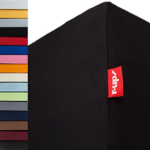 r-up Passt Spannbettlaken 120x200-130x200 bis 35cm Höhe viele Farben 100% Baumwolle 130g/m² Oeko-TEX stressfrei auch für hohe Matratzen (schwarz) von r-up