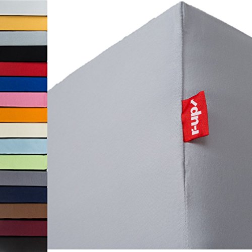 r-up Passt Spannbettlaken Doppelpack 120x200-130x200 bis 35cm Höhe viele Farben 100% Baumwolle 130g/m² Oeko-TEX stressfrei auch für hohe Matratzen (Silbergrau) von r-up