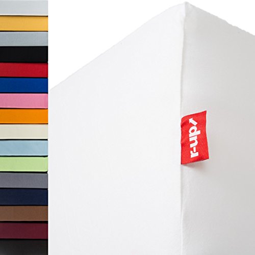 r-up Passt Spannbettlaken Doppelpack 120x200-130x200 bis 35cm Höhe viele Farben 100% Baumwolle 130g/m² Oeko-TEX stressfrei auch für hohe Matratzen (Weiss) von r-up