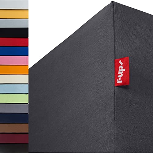 r-up Passt Spannbettlaken Doppelpack 120x200-130x200 bis 35cm Höhe viele Farben 100% Baumwolle 130g/m² Oeko-TEX stressfrei auch für hohe Matratzen (anthrazitgrau) von r-up