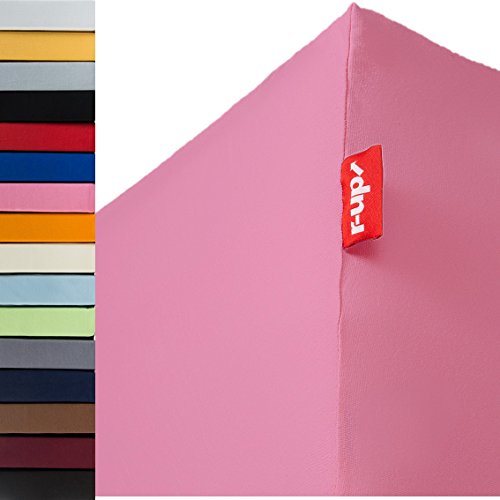 r-up Passt Spannbettlaken Doppelpack 140x200-160x200 bis 35cm Höhe viele Farben 100% Baumwolle 130g/m² Oeko-Tex stressfrei auch für hohe Matratzen (rosa) von r-up