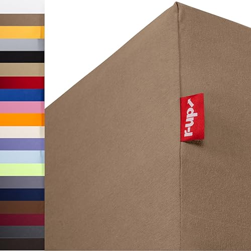 r-up Passt Spannbettlaken Doppelpack 90x200-100x200 bis 35cm Höhe viele Farben 100% Baumwolle 130g/m² Oeko-TEX stressfrei auch für hohe Matratzen (Taupe) von r-up