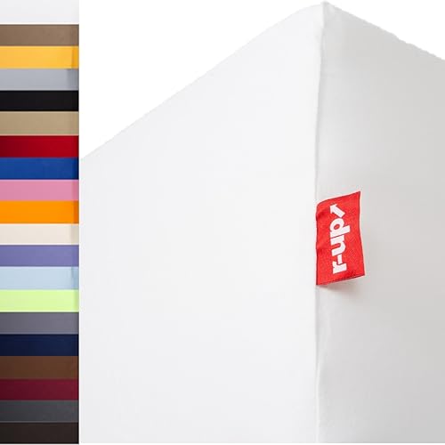 r-up Passt Spannbettlaken Doppelpack 90x200-100x200 bis 35cm Höhe viele Farben 100% Baumwolle 130g/m² Oeko-TEX stressfrei auch für hohe Matratzen (Weiss) von r-up