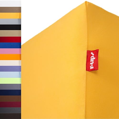 r-up Passt Spannbettlaken Doppelpack 90x200-100x200 bis 35cm Höhe viele Farben 100% Baumwolle 130g/m² Oeko-Tex stressfrei auch für hohe Matratzen (Sonnengelb) von r-up