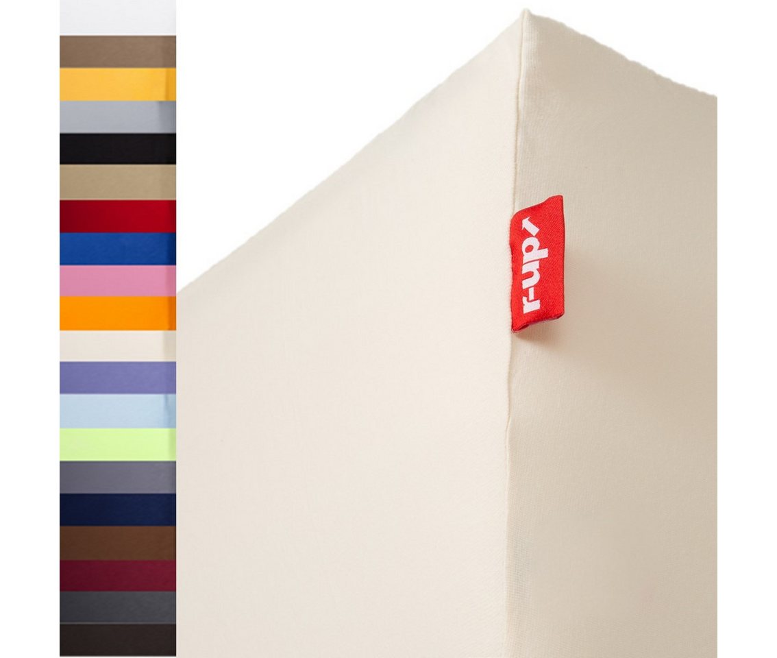 r-up Spannbettlaken Beste 90x200 bis 220x240cm erhältlich!, 95% Baumwolle / 5% Elasthan, Gummizug: fest eingenähtes dauerelastisches Rundumgummi, (1 Stück), (90x200-100x220, 15-30cm Matratzenhöhe, natur) von r-up