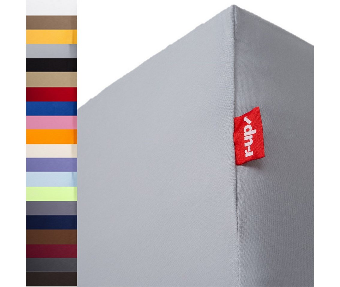 r-up Spannbettlaken Beste 90x200 bis 220x240cm erhältlich!, 95% Baumwolle / 5% Elasthan, Gummizug: fest eingenähtes dauerelastisches Rundumgummi, (1 Stück), (90x200-100x220, 15-30cm Matratzenhöhe, silbergrau) von r-up