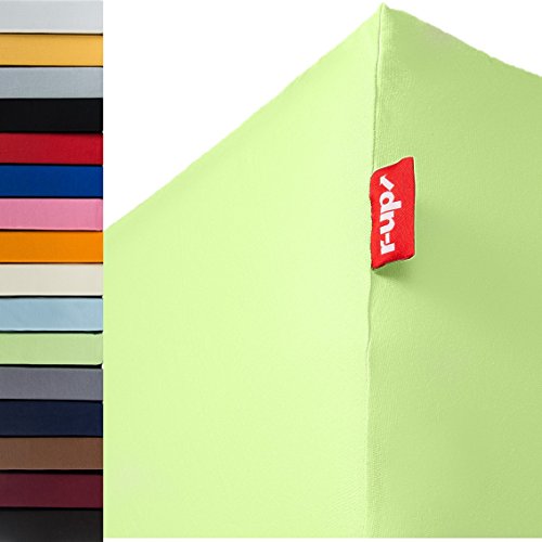 r-up Beste Spannbettlaken 140x200-160x220 bis 35cm Höhe viele Farben 95% Baumwolle / 5% Elastan 230g/m² Oeko-Tex stressfrei auch bei 160cm Breite (grün) von r-up