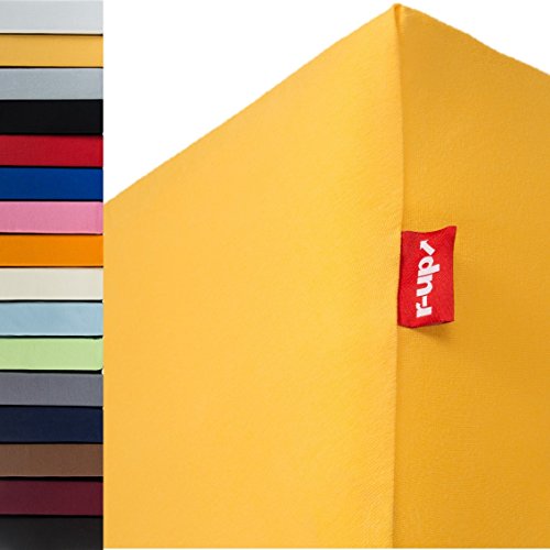 r-up Beste Spannbettlaken 140x200-160x220 bis 35cm Höhe viele Farben 95% Baumwolle / 5% Elasthan 230g/m² Oeko-TEX stressfrei auch bei 160cm Breite (Sonnengelb) von r-up
