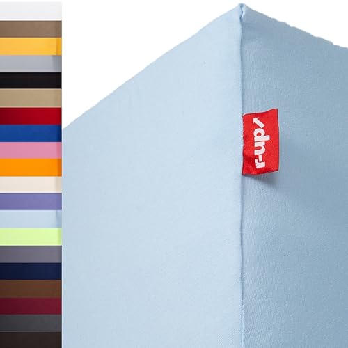 r-up Beste Spannbettlaken Doppelpack 90x200-100x220 bis 35cm Höhe viele Farben 95% Baumwolle / 5% Elastan 230g/m² Oeko-Tex stressfrei auch für hohe Matratzen (hellblau) von r-up