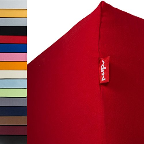 r-up Beste Spannbettlaken Doppelpack 90x200-100x220 bis 35cm Höhe viele Farben 95% Baumwolle / 5% Elastan 230g/m² Oeko-Tex stressfrei auch für hohe Matratzen (rubinrot) von r-up