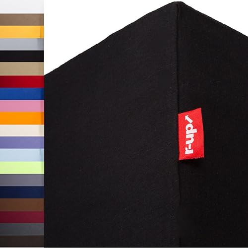 r-up Passt Spannbettlaken 180x200-200x220 bis 35cm Höhe viele Farben 100% Baumwolle 130g/m² Oeko-TEX stressfrei auch für Boxspringbetten (schwarz) von r-up