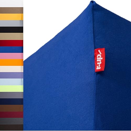 r-up Passt Spannbettlaken 90x200-100x200 bis 35cm Höhe viele Farben 100% Baumwolle 130g/m² Oeko-TEX stressfrei auch für hohe Matratzen (Royalblau) von r-up