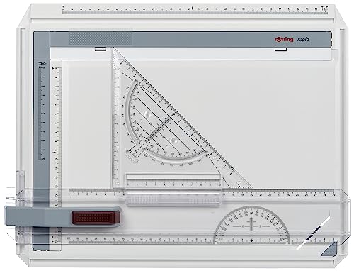 rOtring Rapid A4 Zeichenplatte Professioneller Zeichenbrett mit Lineal und Zeichendreieck von rOtring