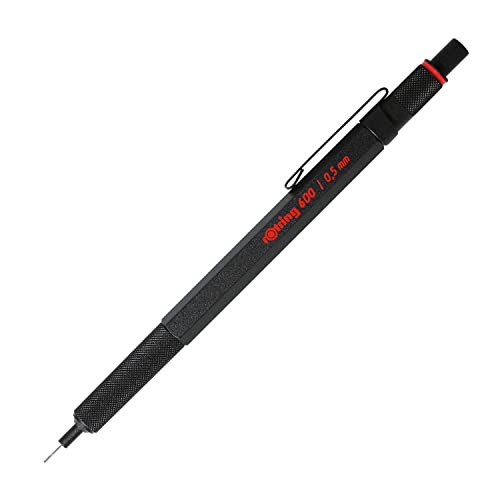 rOtring 600 Druckbleistift | 0,5 mm | Schwarz | Ergonomisches Vollmetallgehäuse von rOtring