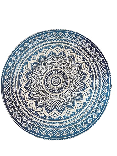 Mandala Decke, Hippie-Stil, Überwurf für Betten, als Tagesdecke, zum Aufhängen, als Tischdecke, Strandtuch, dekorativer Wandschmuck, rund, baumwolle, blau, 75 inch von raajsee