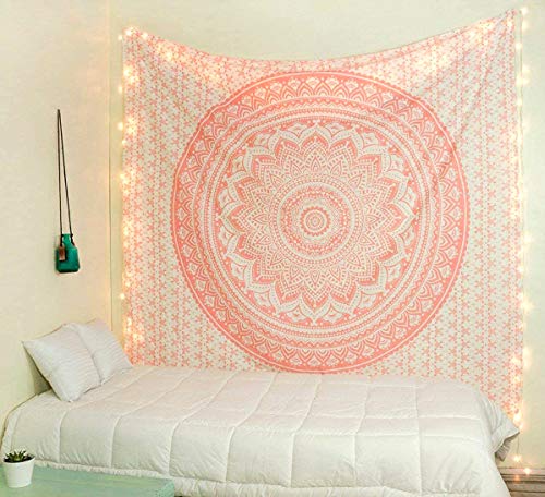 raajsee Wandteppich Aesthetic Room Décor Tapestry, Boho Wanddeko, Roségold Wandtuch Mandala, Wandbehang 76 x 101 cms von raajsee